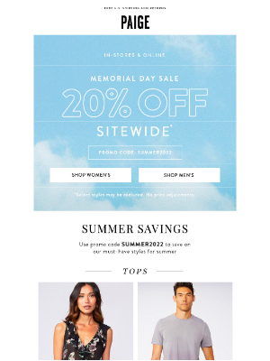 PAIGE - 20% Off Sitewide // Memorial Day Favorites