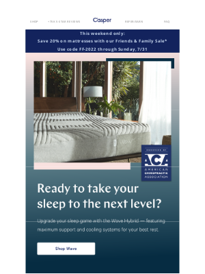 Casper - The ultimate sleep upgrade? Our Wave Hybrid mattress.