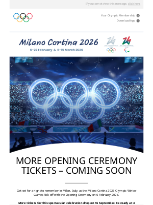 International Olympic Committee - Soon: More Opening Ceremony tickets