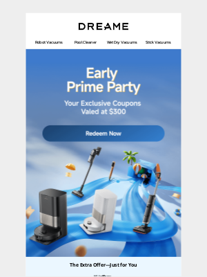 Dreame Tech - Last Call!🤯 Early Prime Party | Grab Your $300 Coupons Now!
