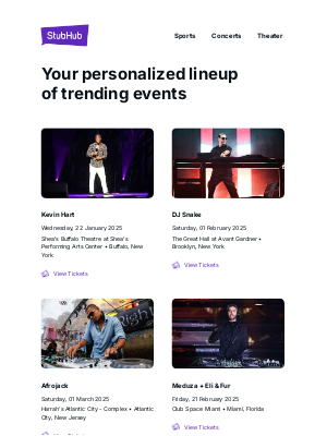 StubHub - Your event lineup