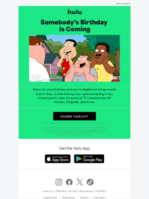 Hulu - Happy (Almost) Birthday From Your Friends at Hulu