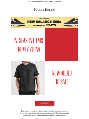 Harry Rosen - New to Sale Pieces from Z Zegna Now Up to 50% Off