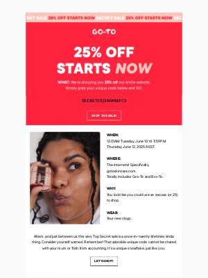 Go-To Skin Care - New Here? Nab 25% Off Go-To.