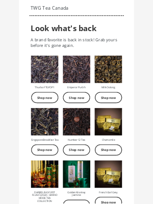 TWG Tea Canada - Look What's Back
