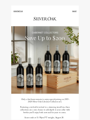 Silver Oak Cellars - Up to $200 in Savings Ends at Midnight