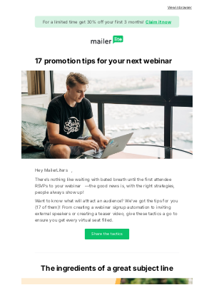 MailerLite - 17 tips to fill every virtual seat at your next webinar!