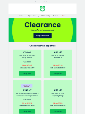 AO (United Kingdom) - Hello CLEARANCE - Up to an extra 20% off