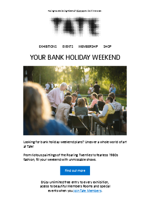 Tate (United Kingdom) - Your long weekend at Tate ☀️