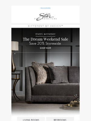 Star Furniture - Last 2 Days! 20% OFF