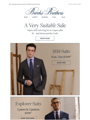 Brooks Brothers (Australia) - $999 for 2 Explorer Suits, $1599 for 2 1818 Suits