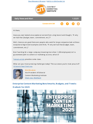 Content Marketing Institute - Enterprise Content Marketing Benchmarks, Budgets, and Trends: Outlook for 2025