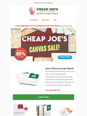 Cheap Joe's Art Stuff - Cheap Joe's Canvas Sales!