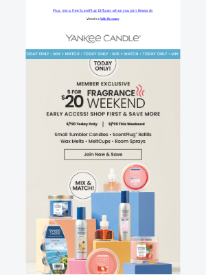 The Yankee Candle Company - Early Access: 5 for $20 Room Scents