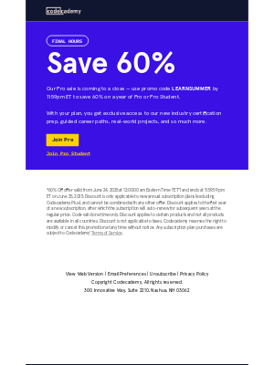 Codecademy - Final hours to save ⌛️