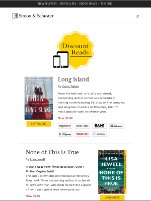 Simon & Schuster - eBook Deals: Great reads from $1.99!