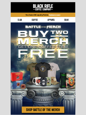 Black Rifle Coffee - Buy 2, Get 1 FREE | The Battle of the Merch BEGINS! ⚡