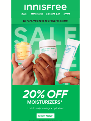 Innisfree - 20% OFF Moisturizers