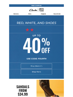 Clarks Shoes - 🎉 July 4th Sale: Sandals, Sneakers & Originals—Up to 40% Off!