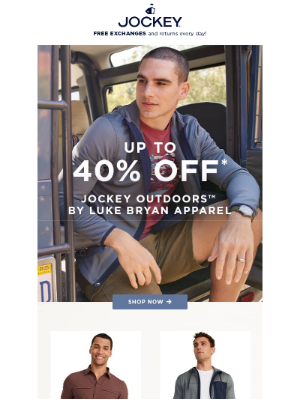 Jockey - 😊 Unbeatable prices! Up to 40% OFF Jockey Outdoors™ apparel + women's tops starting at $10.99!