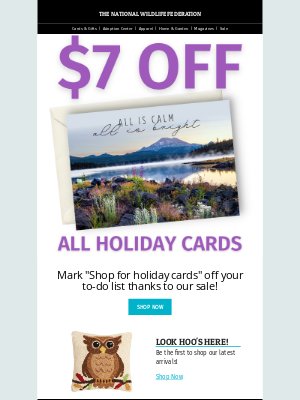 National Wildlife Federation - Take $7 Off All Holiday Cards!