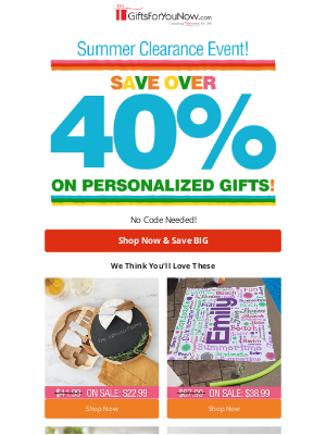 GiftsForYouNow.com - Save Over 40% on Personalized Gifts | Summer Sale Starts Now!