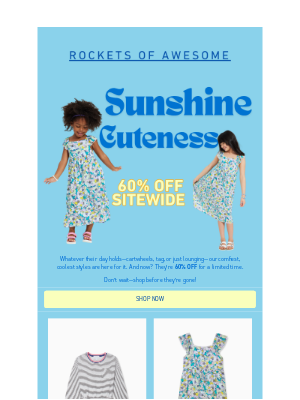 ROCKETS OF AWESOME - Sunshine Cuteness | 60% Off Sitewide