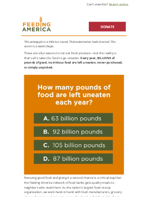 Feeding America - [Quiz] How many pounds of food are uneaten each year?