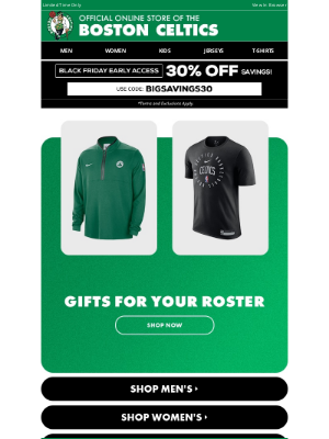 Boston Celtics Store - Gifts For Everyone In Your Life: 30% Off Sitewide