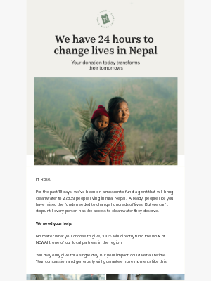 Charity Water - We have 24 hours to change lives in Nepal