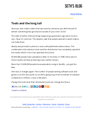 Seth Godin - Seth's Blog : Tools and the long tail