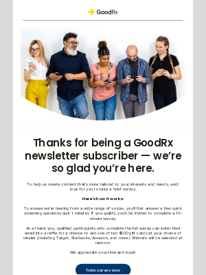 GoodRx - You could win $100 — take our survey