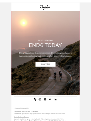 Rapha - Archive closing today