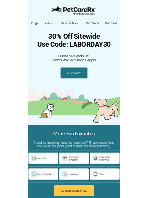 PetCareRx - 30% Off Sitewide — Your Labor Day Deal is Here