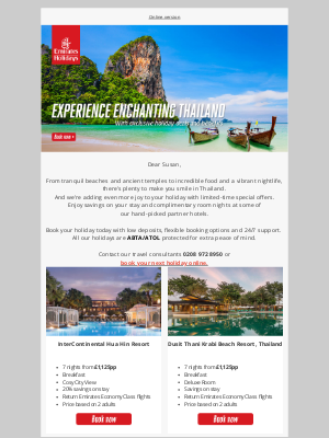Emirates Holidays (United Kingdom) - Start a Thailand adventure with up to 20% off