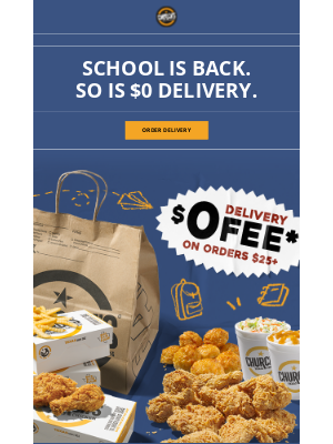 Church's Chicken - $0 Delivery Fee Alert 🚨