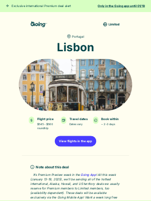 Scott’s Cheap Flights - 🤩 *Premium* Lisbon —  $545 to $560 (Jan-Mar / Nov-Dec)