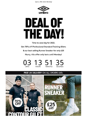 Umbro (UK) - Deal of the Day! 70% Off Selected Styles