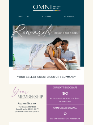 Omni Hotels & Resorts - Agnes's Select Guest Account Summary