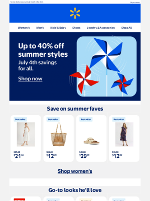 Walmart - Last call! ⌛Up to 40% off summer styles.