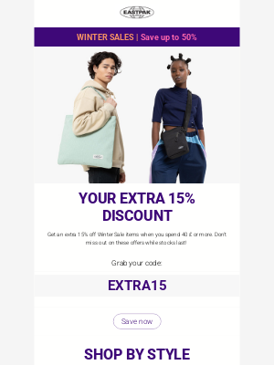 Your extra 15% discount