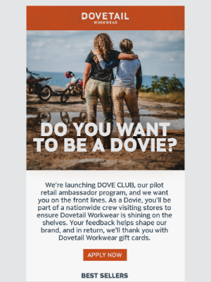Dovetail Workwear - Do you want to be a Dovie?