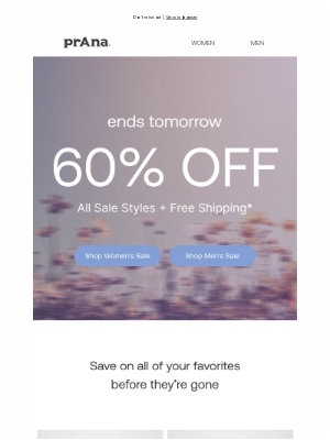 prAna - 60% Off Ends Tomorrow