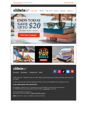 Alibris - Your $20 Coupon expires at midnight
