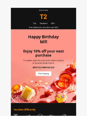 Happy Birthday from T2 Tea!