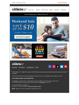 Alibris - Free Shipping on Select Items + Save $10