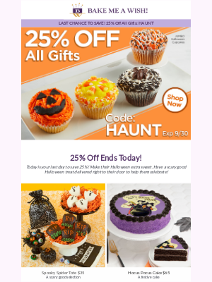 Bake Me A Wish! - LAST DAY TO SAVE 25%! Scary Good Gifts to Send