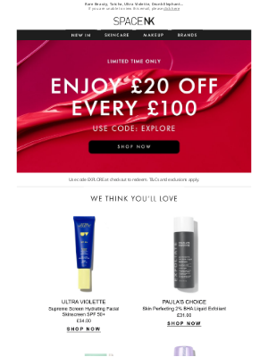 Space NK (UK) - EXCLUSIVE: Enjoy £20 off every £100 🚨