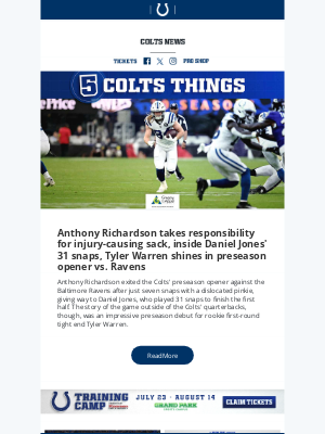 Indianapolis Colts - Tyler Warren Shines In Preseason Opener vs. Ravens