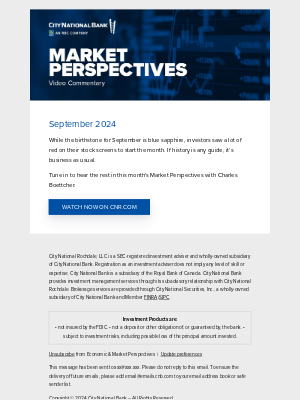 City National Bank - Market Perspectives: September 2024, September Starts with a Familiar Tone